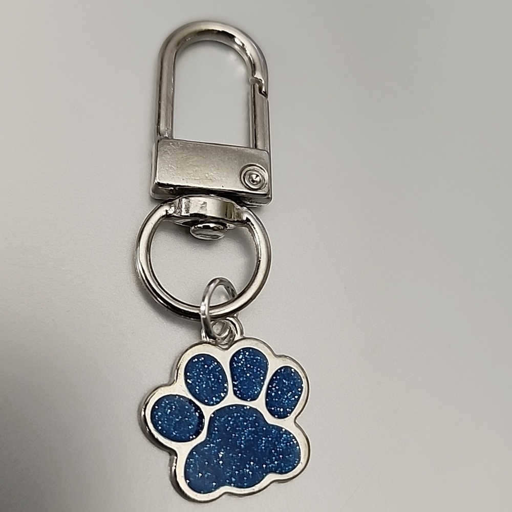 Sparkle Paw Print  ZIPPER Pull purse charm Or Charm bracelet Lobster claw clip